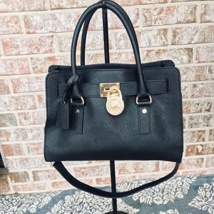Michael Kors Hamilton EW black leather satchel